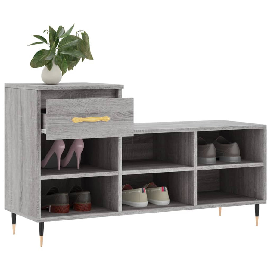 Schoenenkast 02X36X60 Cm Bewerkt Hout Sonoma Grijs Grijs sonoma