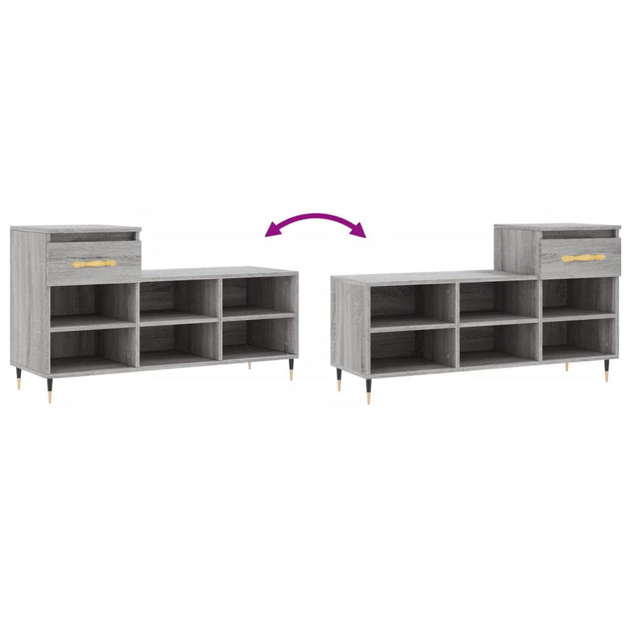 Schoenenkast 02X36X60 Cm Bewerkt Hout Sonoma Grijs Grijs sonoma
