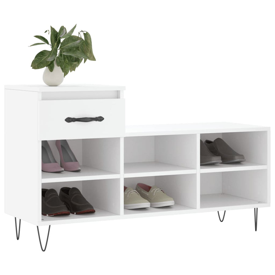 Schoenenkast 02X36X60 Cm Bewerkt Hout Wit