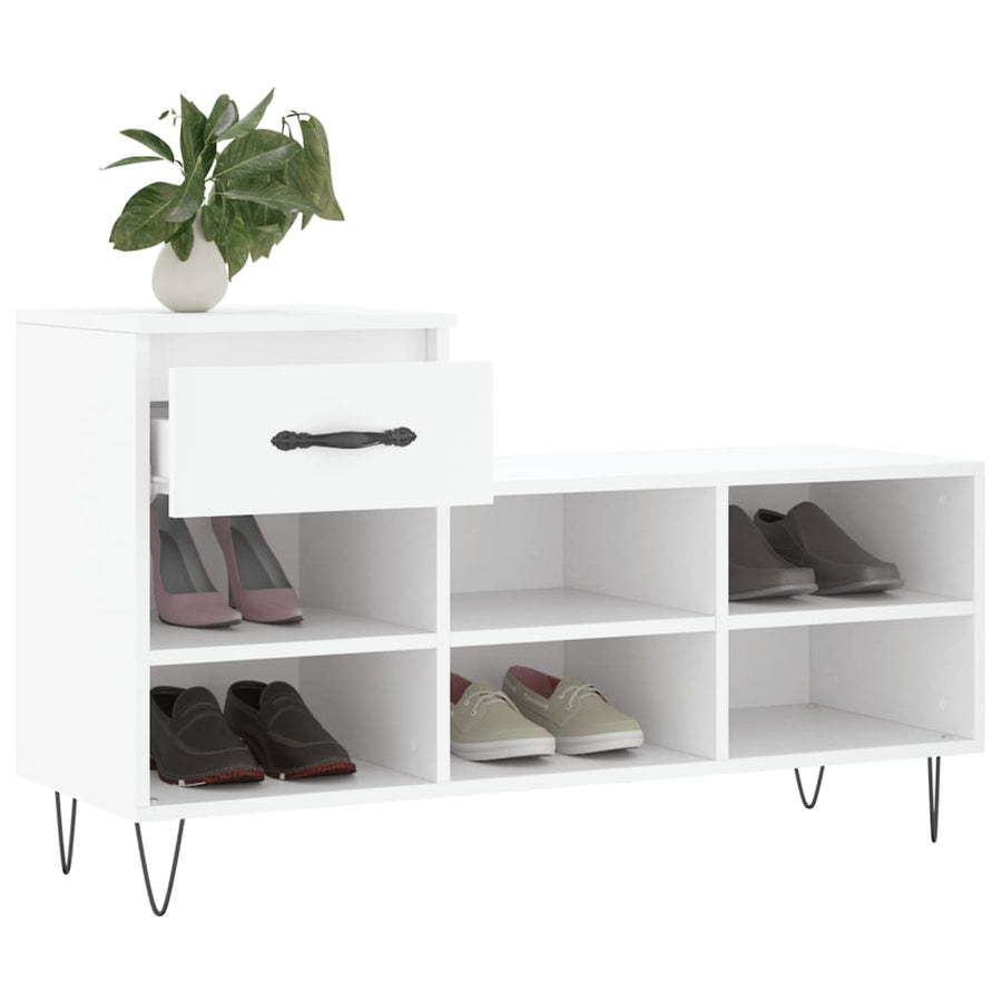 Schoenenkast 02X36X60 Cm Bewerkt Hout Wit