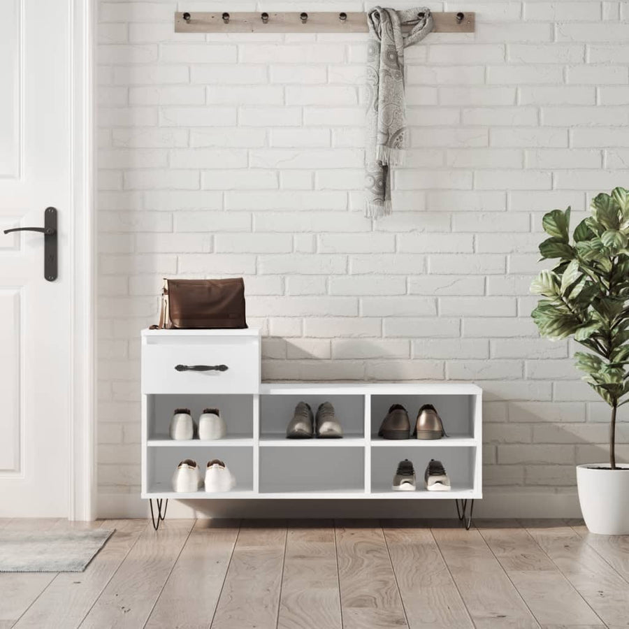 Schoenenkast 02X36X60 Cm Bewerkt Hout Wit