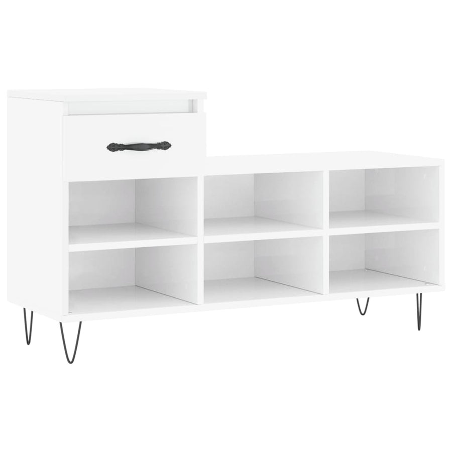 Schoenenkast 02X36X60 Cm Bewerkt Hout Hoogglans wit