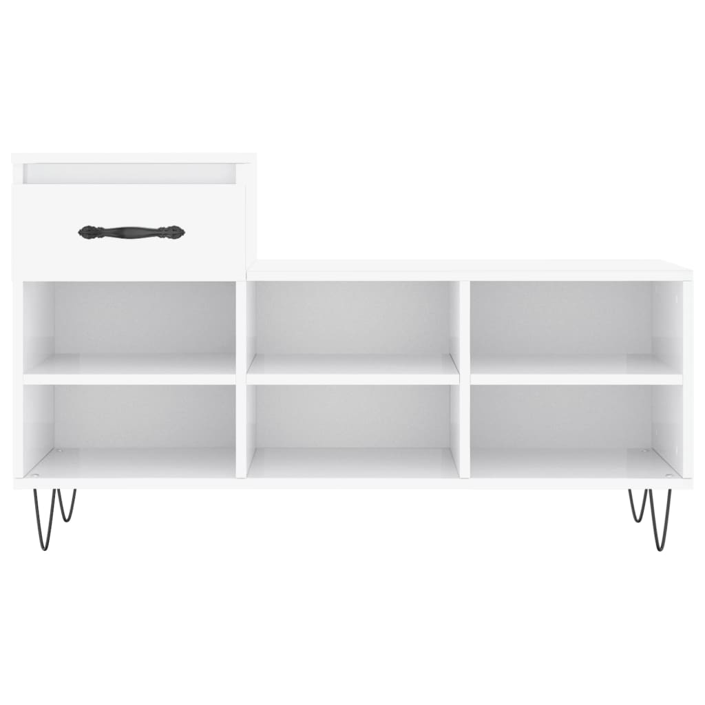 Schoenenkast 02X36X60 Cm Bewerkt Hout Hoogglans wit