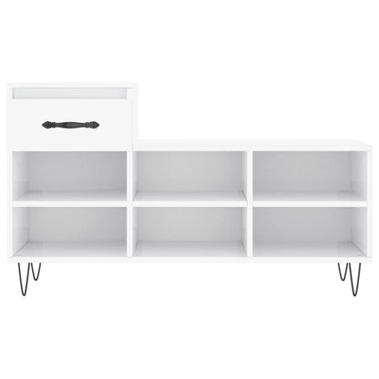 Schoenenkast 02X36X60 Cm Bewerkt Hout Hoogglans wit