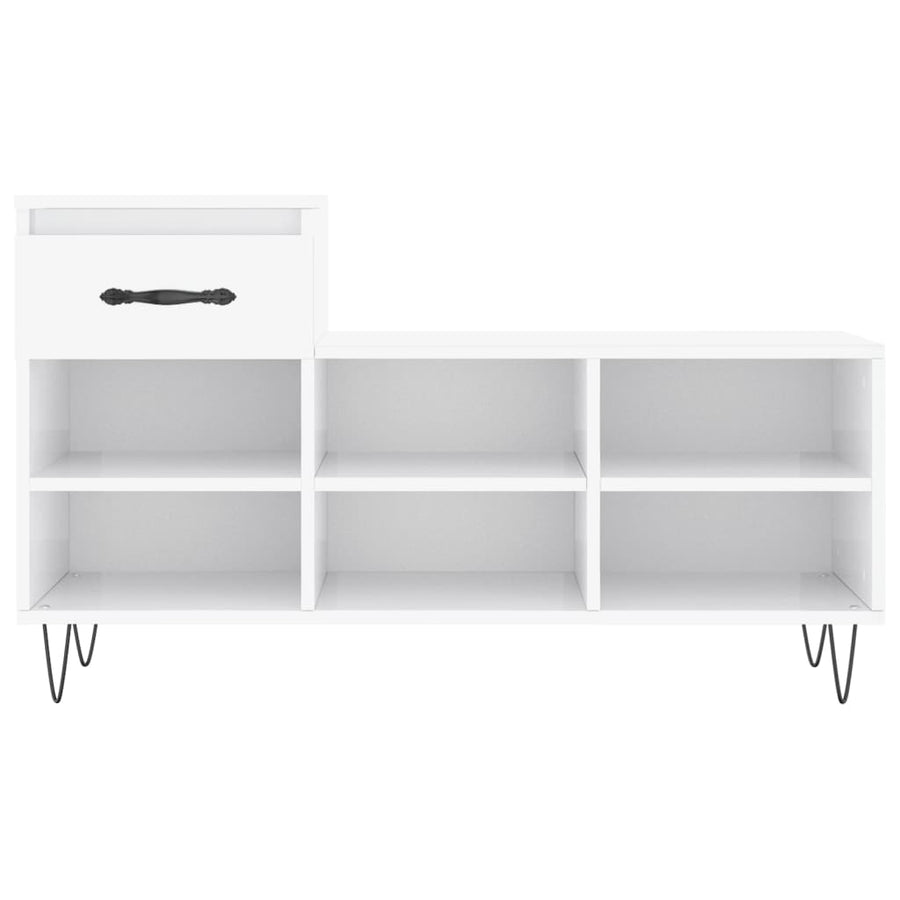 Schoenenkast 02X36X60 Cm Bewerkt Hout Hoogglans wit