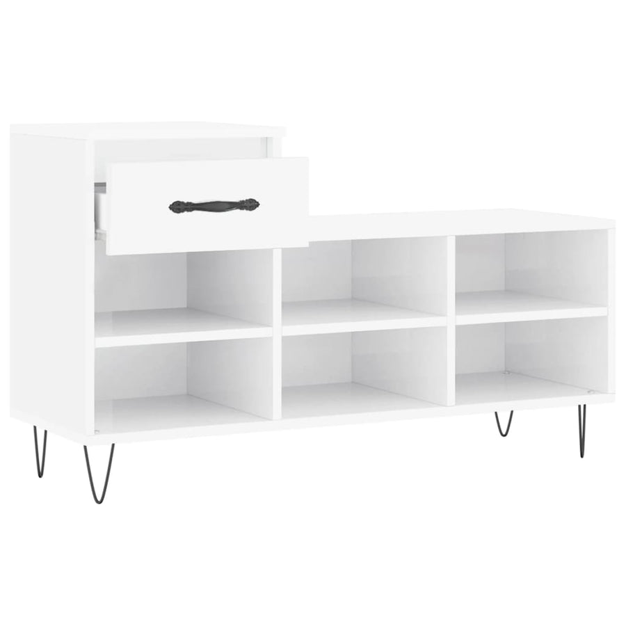 Schoenenkast 02X36X60 Cm Bewerkt Hout Hoogglans wit