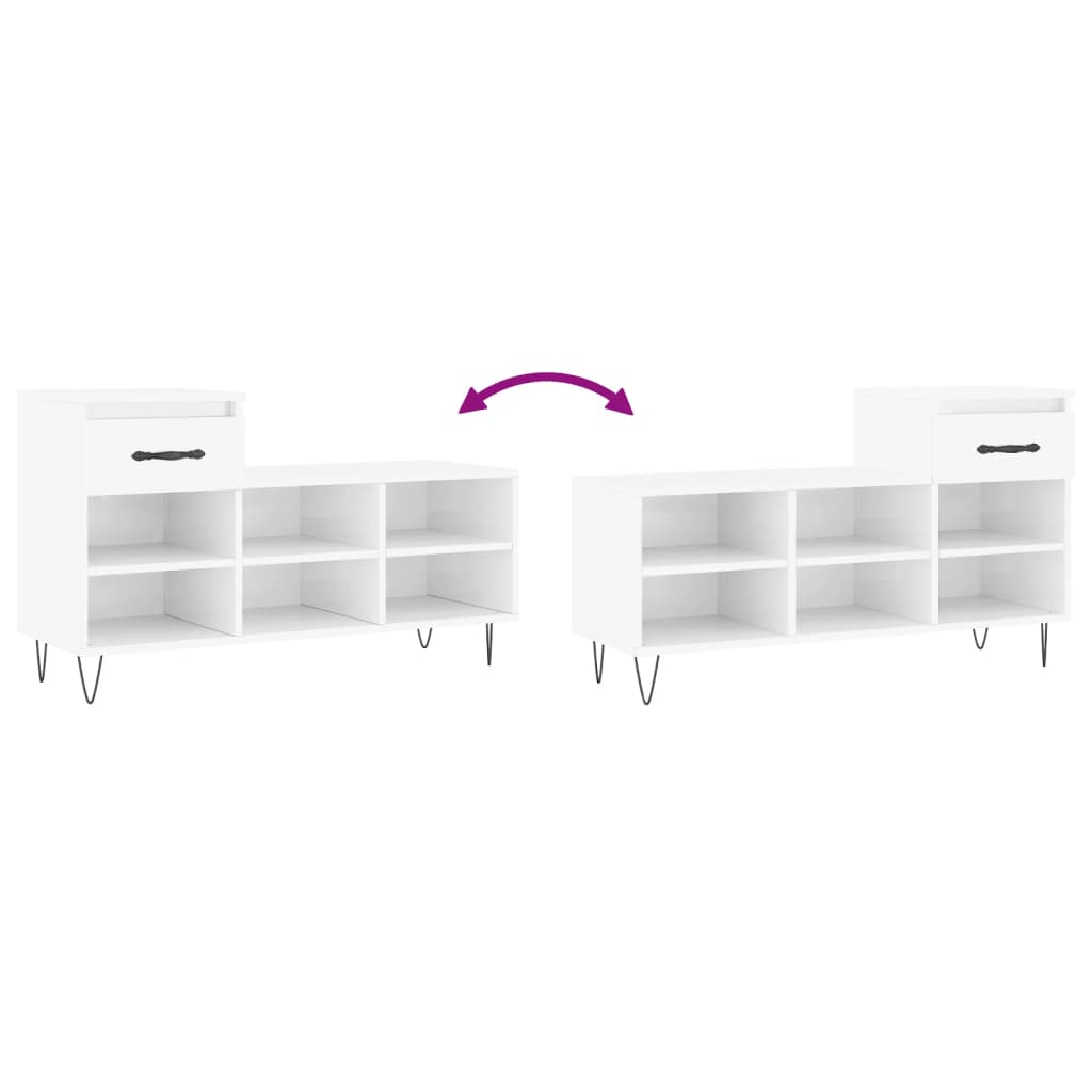 Schoenenkast 02X36X60 Cm Bewerkt Hout Hoogglans wit