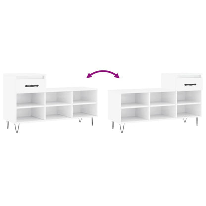 Schoenenkast 02X36X60 Cm Bewerkt Hout Hoogglans wit
