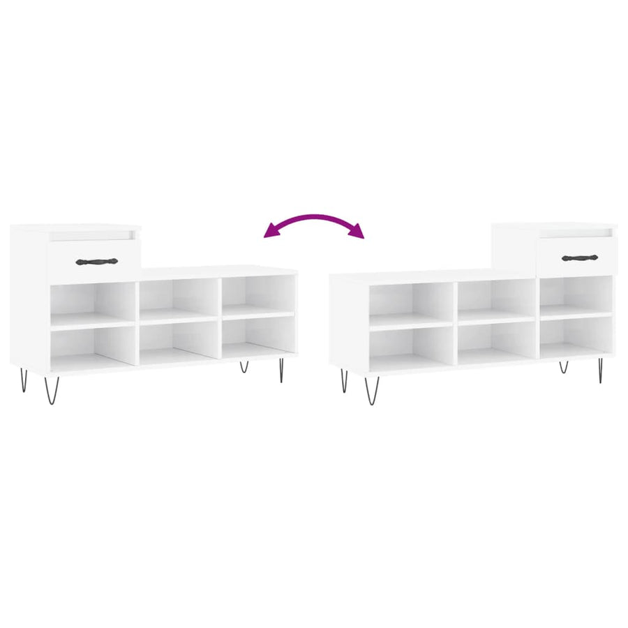 Schoenenkast 02X36X60 Cm Bewerkt Hout Hoogglans wit