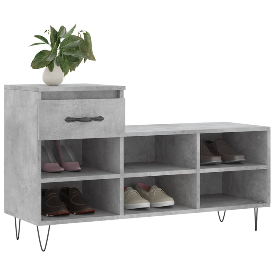 Schoenenkast 102X36X60 Cm Bewerkt Hout Betongrijs