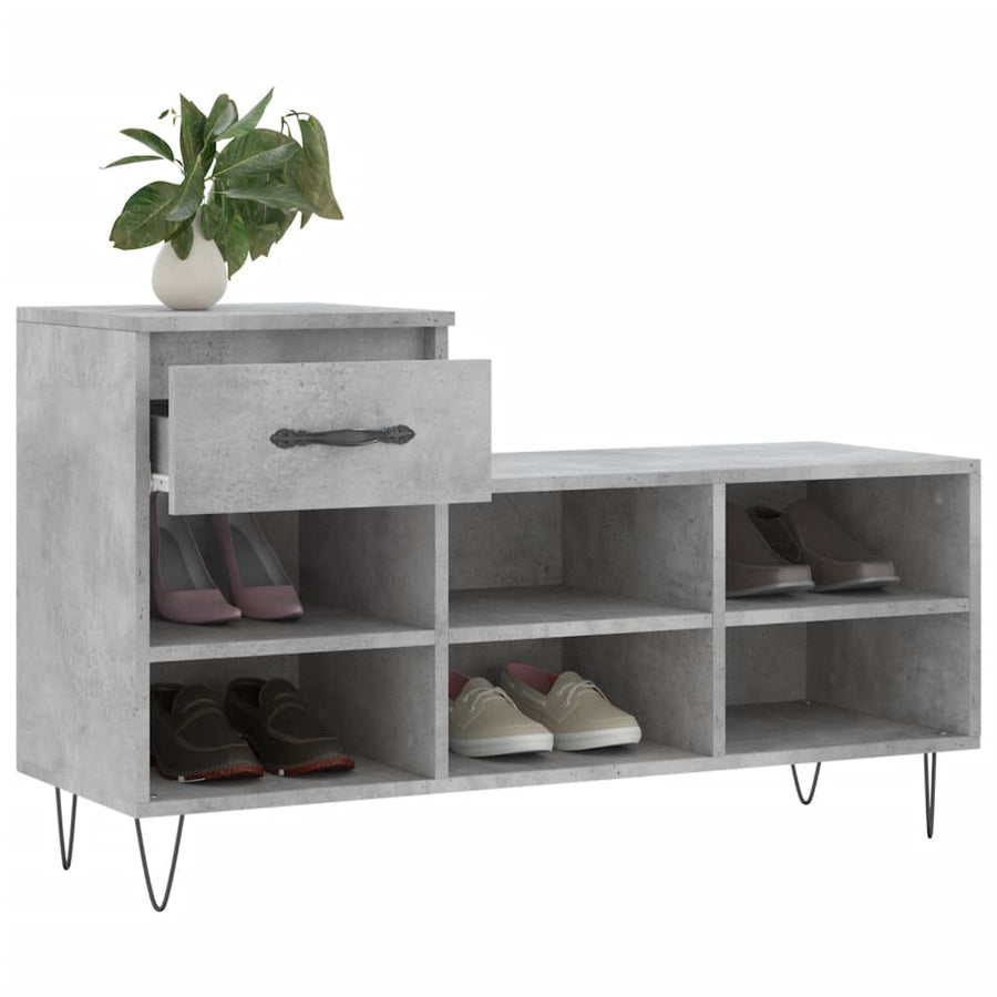Schoenenkast 102X36X60 Cm Bewerkt Hout Betongrijs