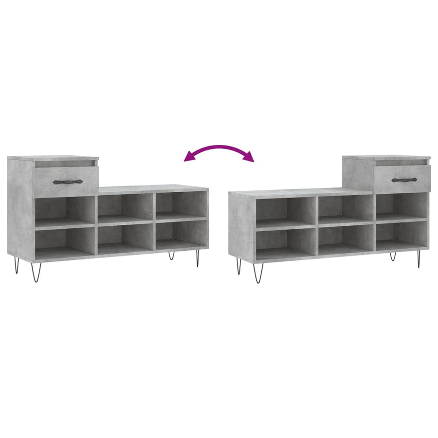 Schoenenkast 102X36X60 Cm Bewerkt Hout Betongrijs