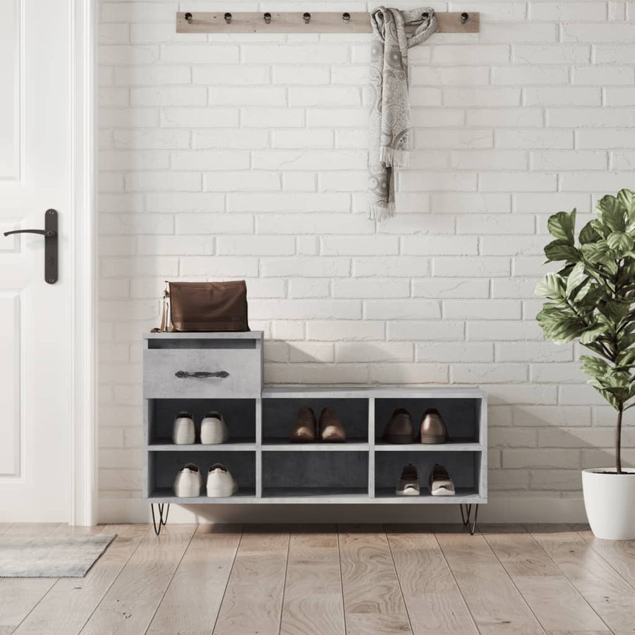 Schoenenkast 102X36X60 Cm Bewerkt Hout Betongrijs