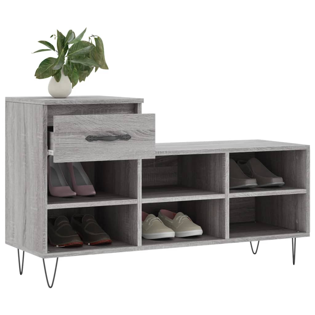 Schoenenkast 02X36X60 Cm Bewerkt Hout Sonoma Grijs Grijs sonoma
