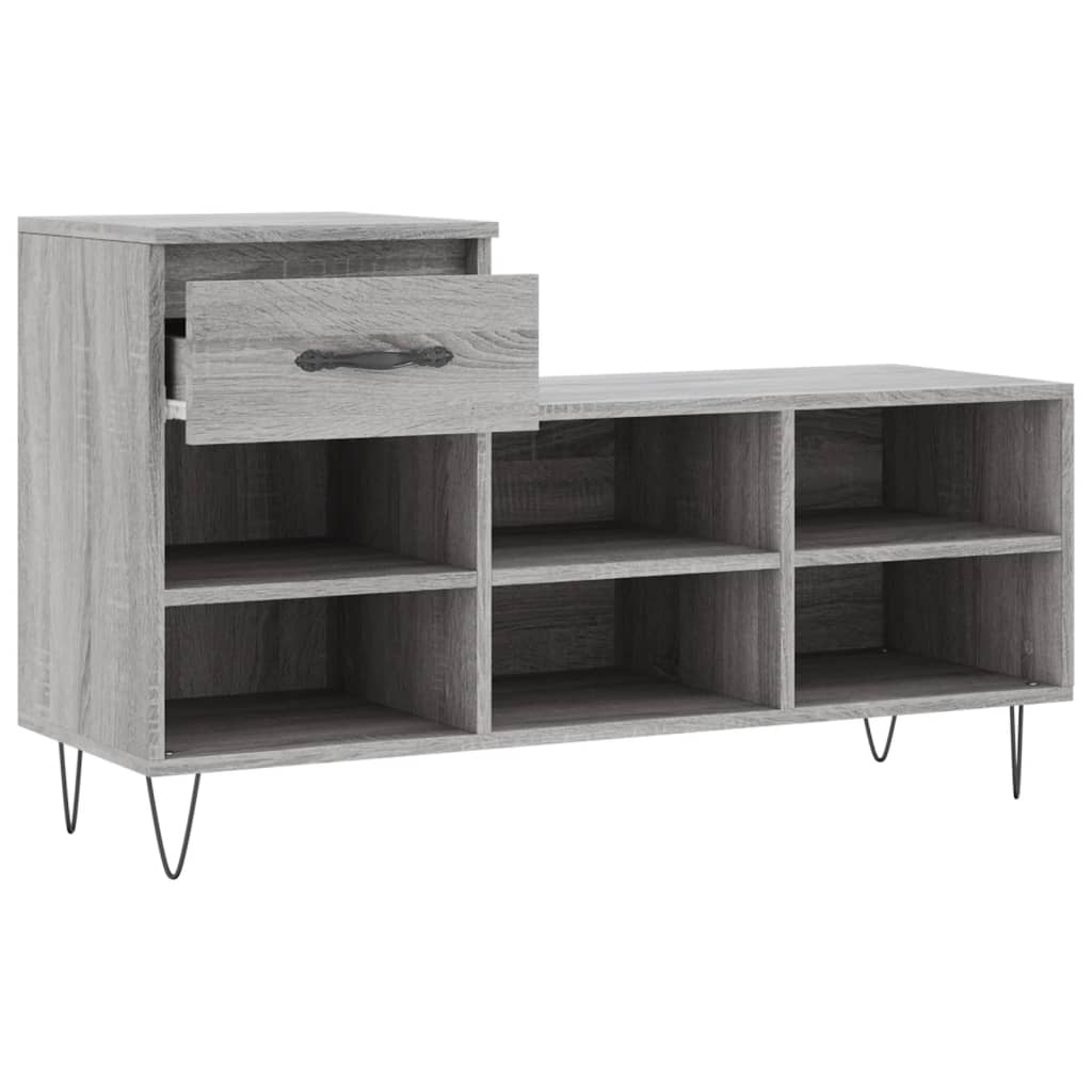 Schoenenkast 02X36X60 Cm Bewerkt Hout Sonoma Grijs Grijs sonoma