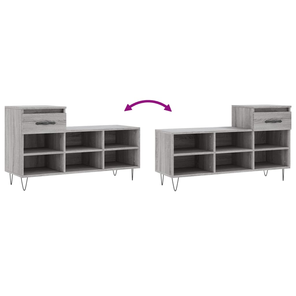 Schoenenkast 02X36X60 Cm Bewerkt Hout Sonoma Grijs Grijs sonoma