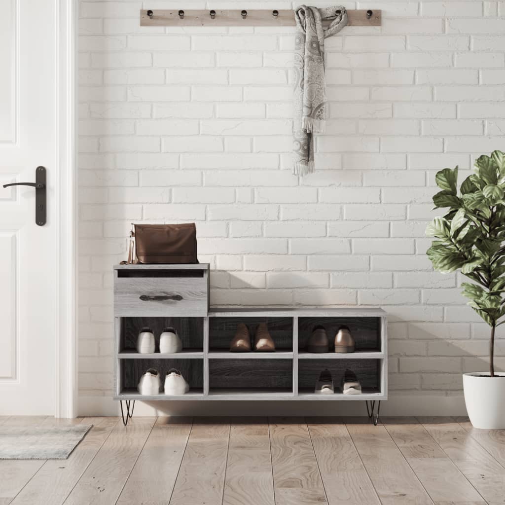 Schoenenkast 02X36X60 Cm Bewerkt Hout Sonoma Grijs Grijs sonoma