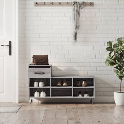 Schoenenkast 02X36X60 Cm Bewerkt Hout Sonoma Grijs Grijs sonoma