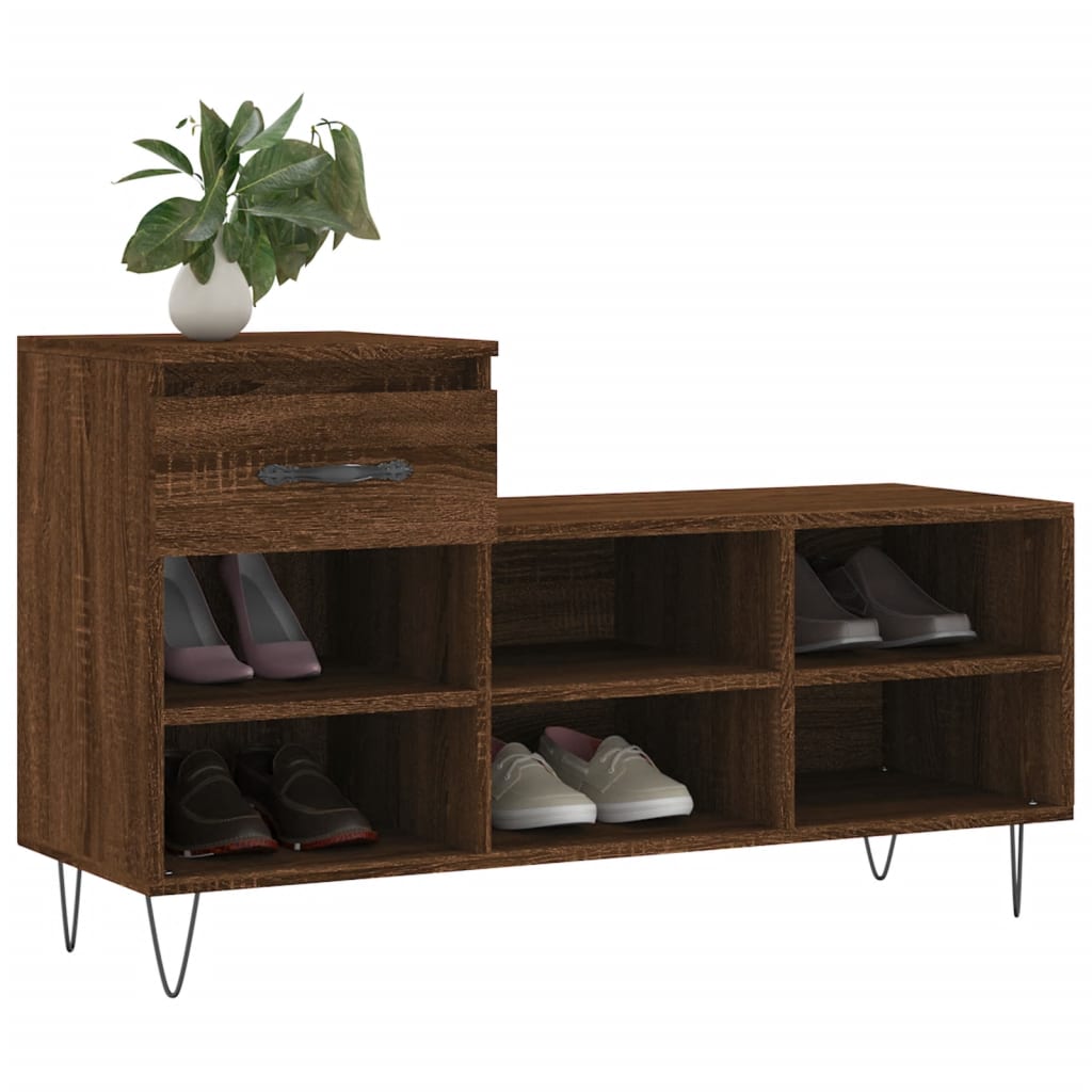 Schoenenkast 102X36X60 Cm Bewerkt Hout Bruin Eikenkleur