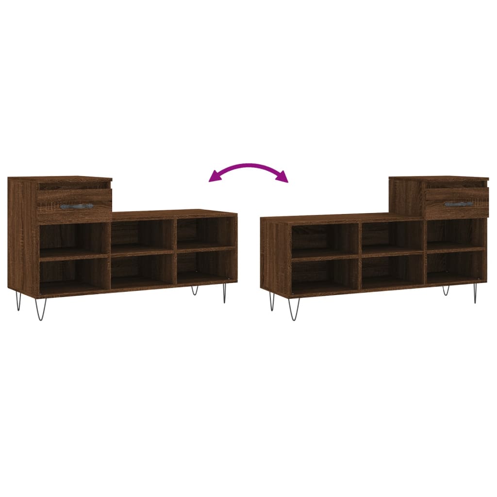 Schoenenkast 102X36X60 Cm Bewerkt Hout Bruin Eikenkleur