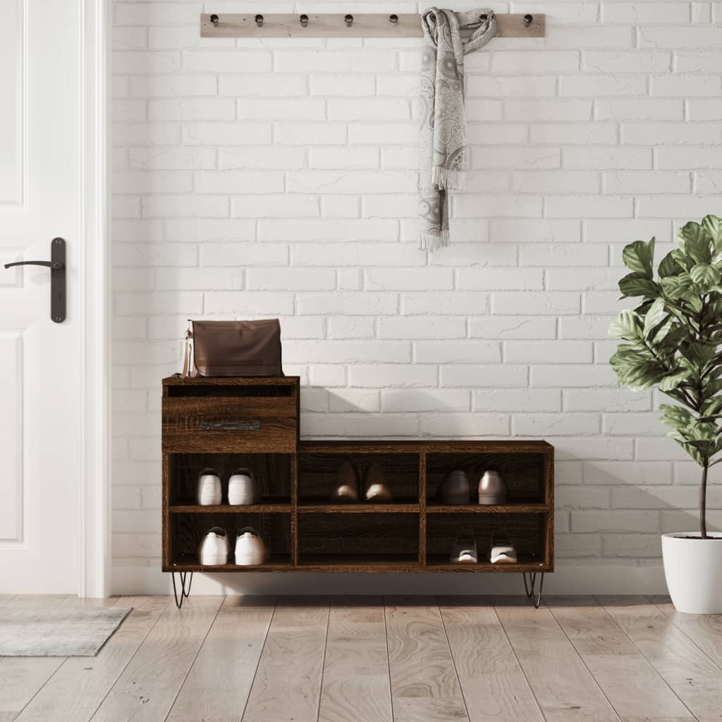 Schoenenkast 102X36X60 Cm Bewerkt Hout Bruin Eikenkleur