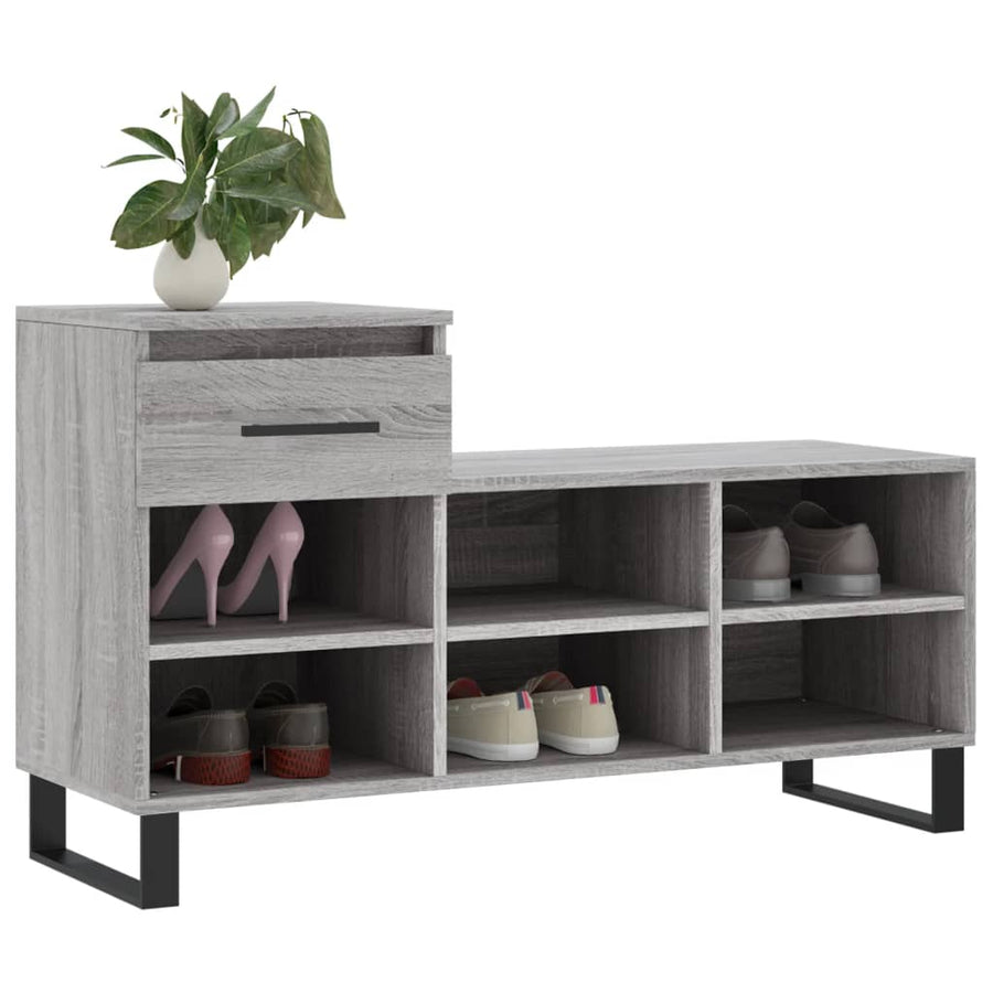Schoenenkast 102X36X60 Cm Bewerkt Hout Sonoma Grijs