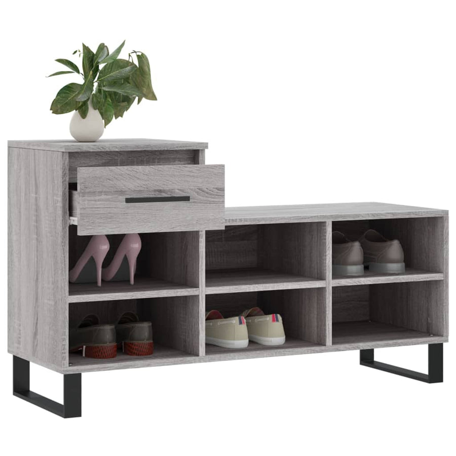 Schoenenkast 102X36X60 Cm Bewerkt Hout Sonoma Grijs