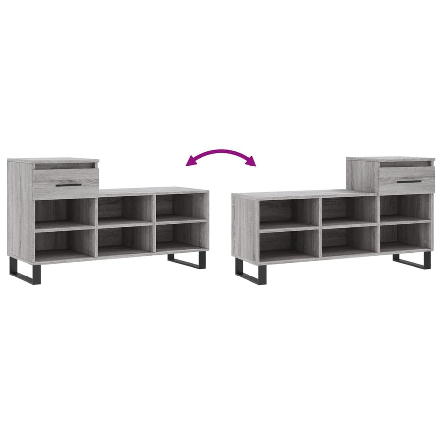 Schoenenkast 102X36X60 Cm Bewerkt Hout Sonoma Grijs