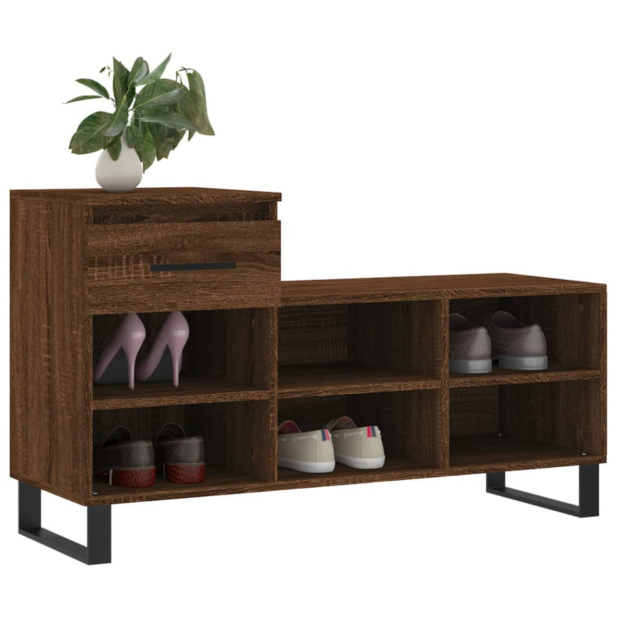 Schoenenkast 02X36X60 Cm Bewerkt Hout Bruin Eikenkleur Bruineiken