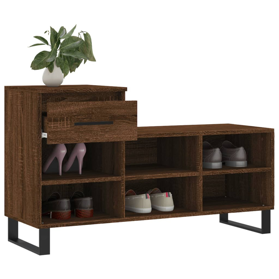 Schoenenkast 02X36X60 Cm Bewerkt Hout Bruin Eikenkleur Bruineiken