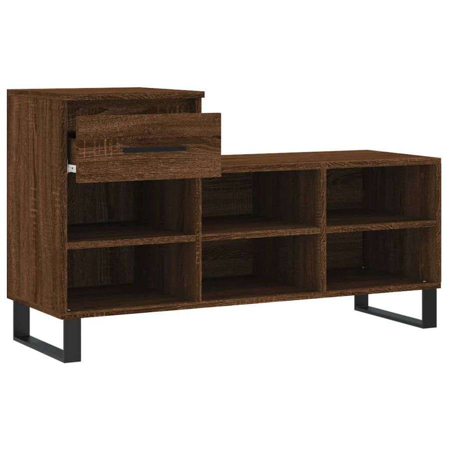 Schoenenkast 02X36X60 Cm Bewerkt Hout Bruin Eikenkleur Bruineiken