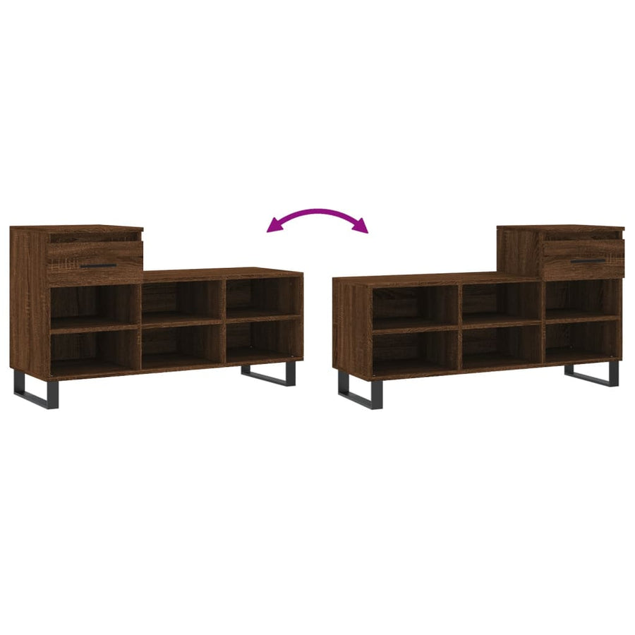 Schoenenkast 02X36X60 Cm Bewerkt Hout Bruin Eikenkleur Bruineiken