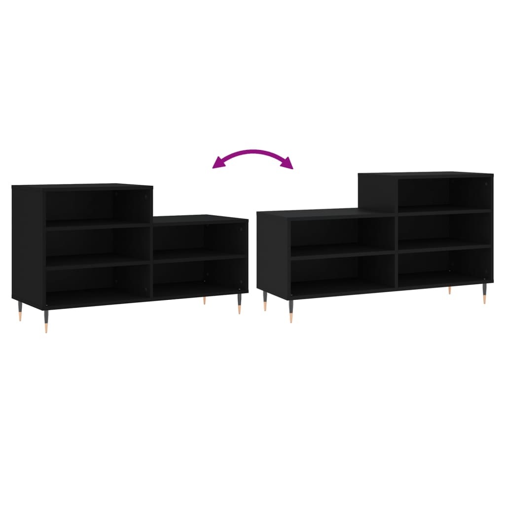 Schoenenkast 02X36X60 Cm Bewerkt Hout Zwart