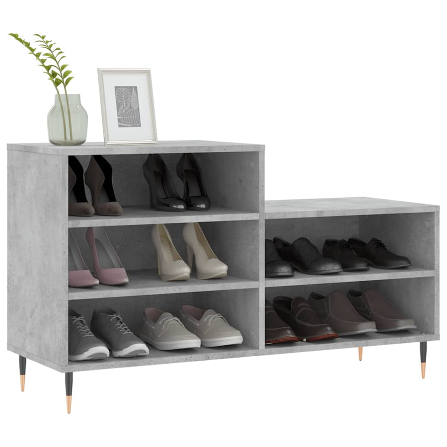 Schoenenkast 102X36X60 Cm Bewerkt Hout Betongrijs