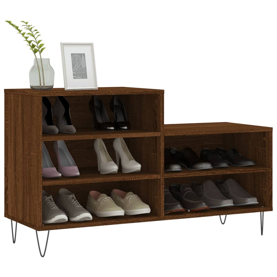 Schoenenkast 02X36X60 Cm Bewerkt Hout Bruin Eikenkleur Bruineiken
