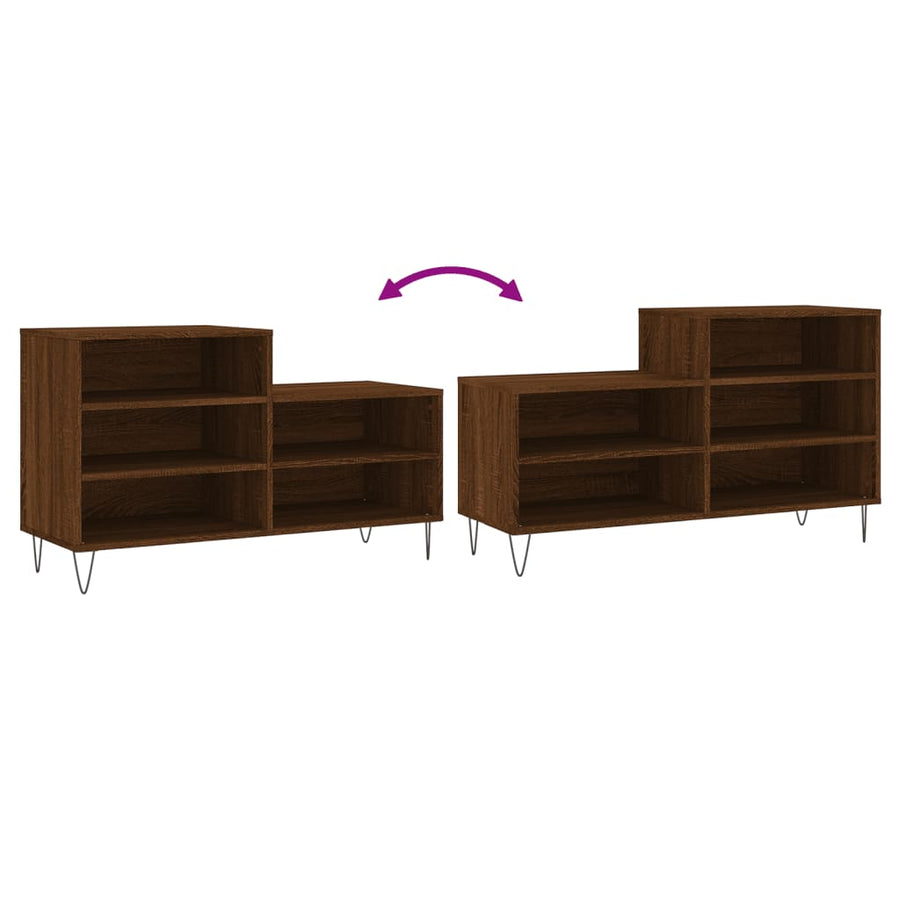 Schoenenkast 02X36X60 Cm Bewerkt Hout Bruin Eikenkleur Bruineiken