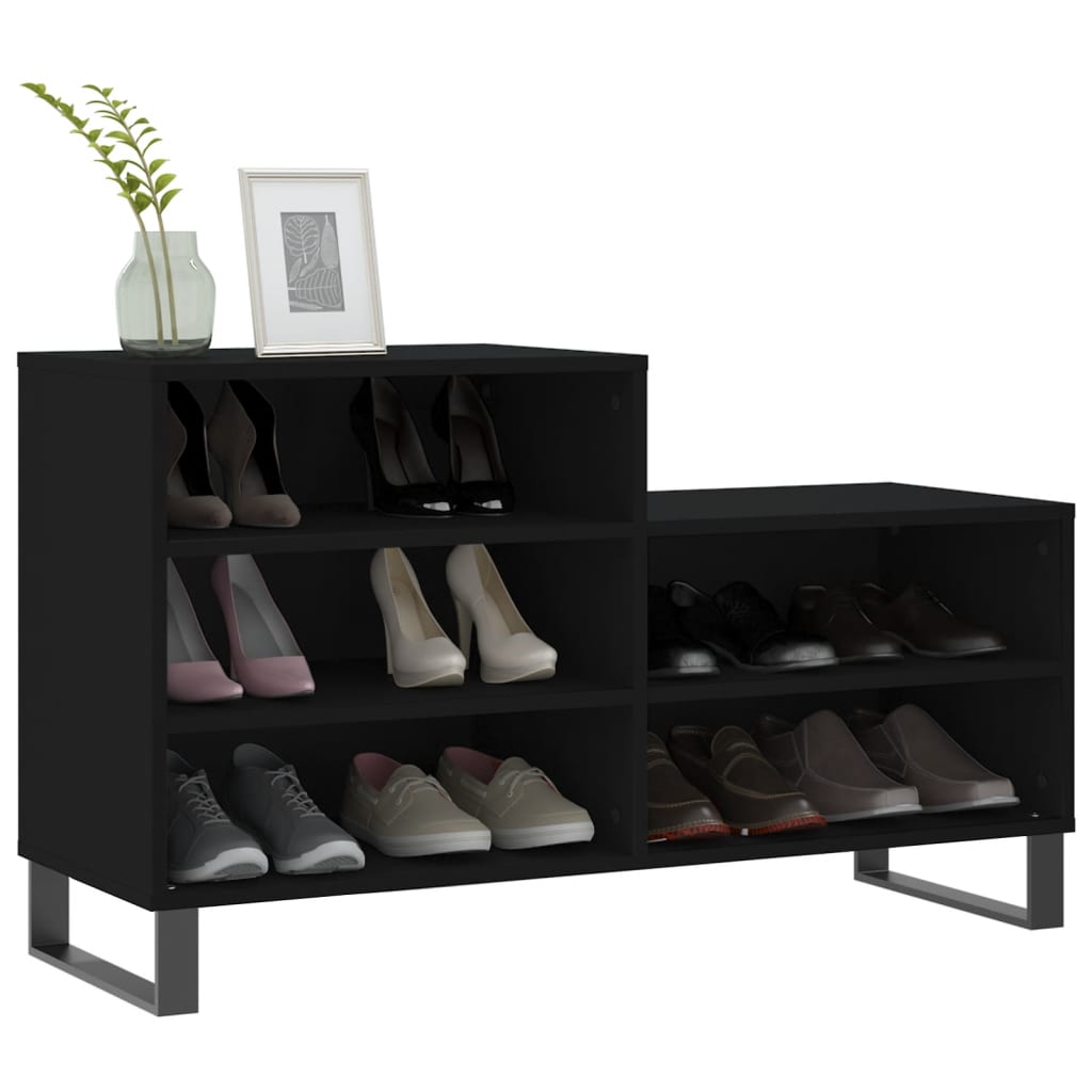 Schoenenkast 02X36X60 Cm Bewerkt Hout Zwart