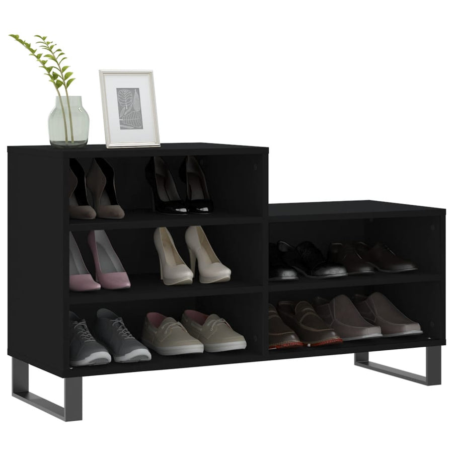 Schoenenkast 02X36X60 Cm Bewerkt Hout Zwart