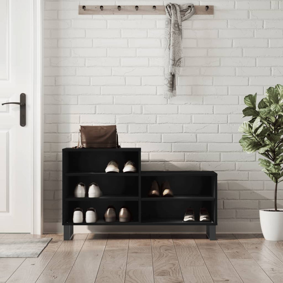 Schoenenkast 02X36X60 Cm Bewerkt Hout Zwart