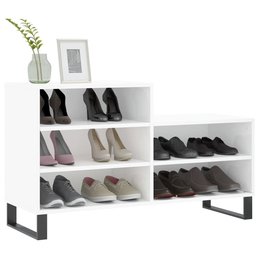 Schoenenkast 02X36X60 Cm Bewerkt Hout Hoogglans wit