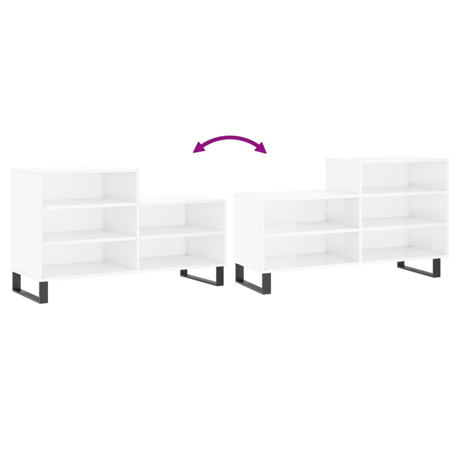 Schoenenkast 02X36X60 Cm Bewerkt Hout Hoogglans wit