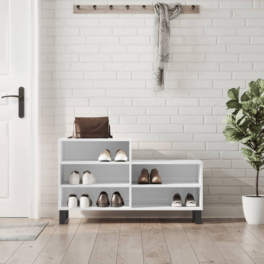 Schoenenkast 02X36X60 Cm Bewerkt Hout Hoogglans wit