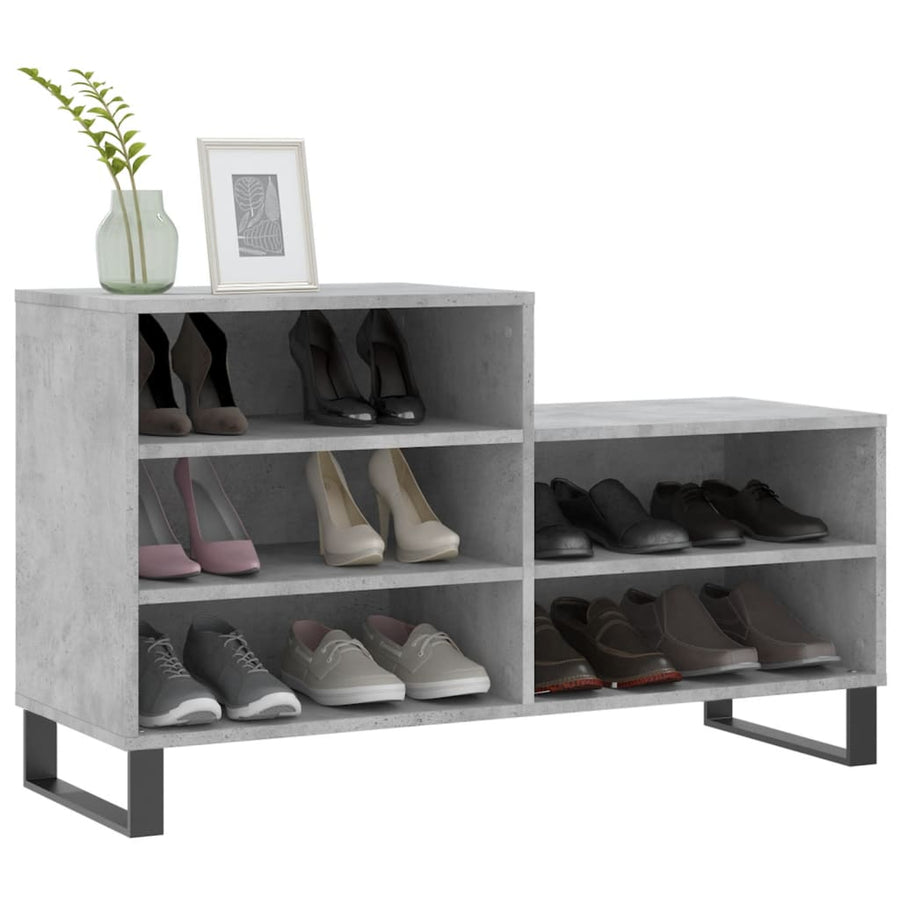 Schoenenkast 102X36X60 Cm Bewerkt Hout Betongrijs