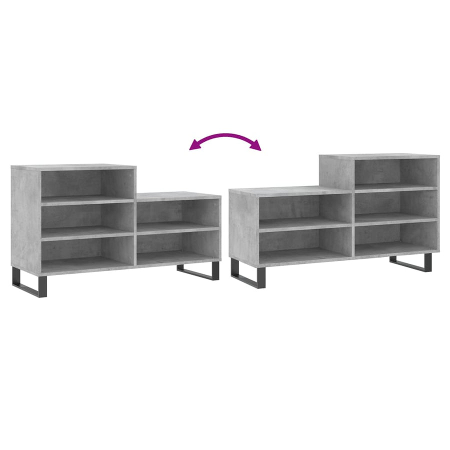 Schoenenkast 102X36X60 Cm Bewerkt Hout Betongrijs