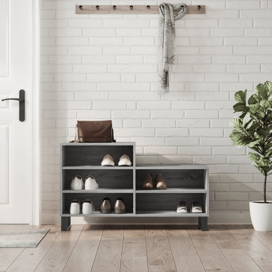 Schoenenkast 102X36X60 Cm Bewerkt Hout Sonoma Grijs