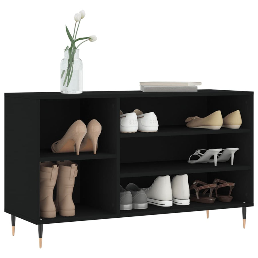 Schoenenkast 02X36X60 Cm Bewerkt Hout Zwart