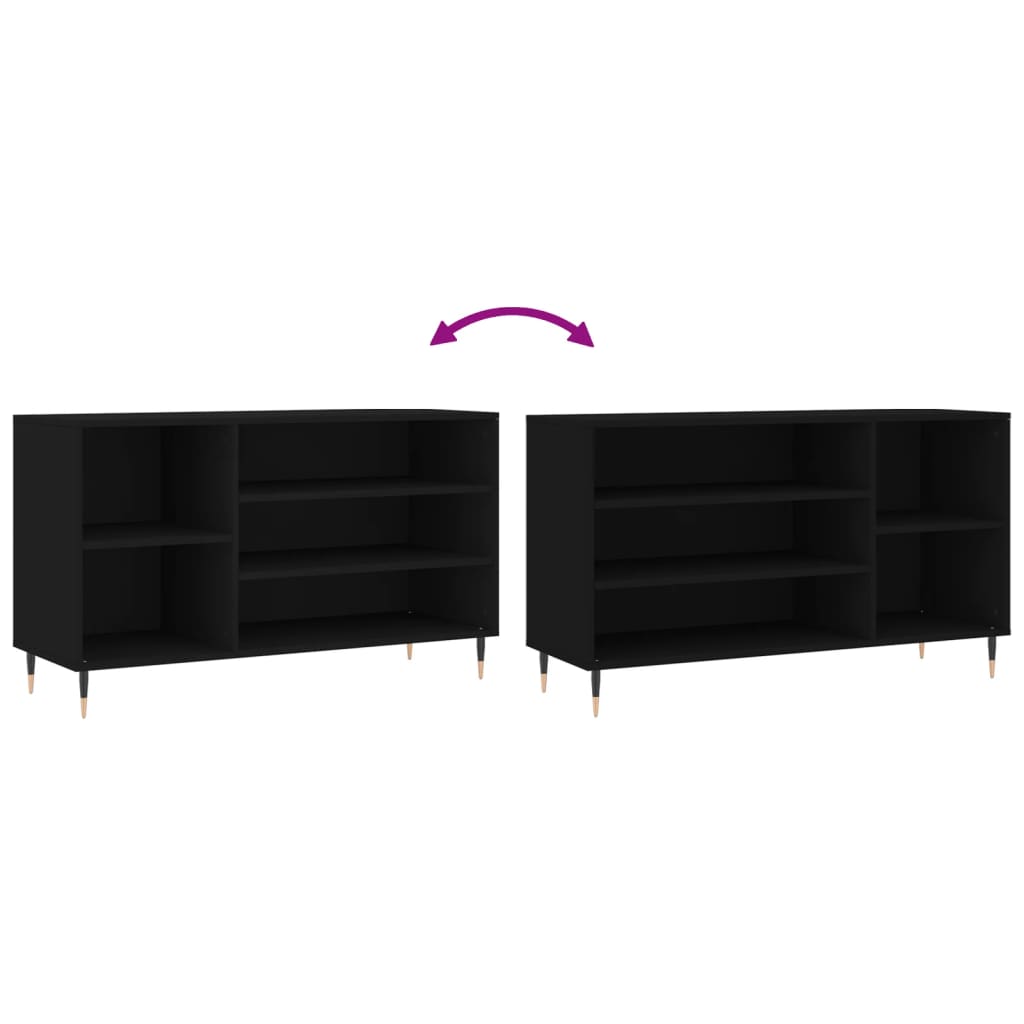 Schoenenkast 02X36X60 Cm Bewerkt Hout Zwart