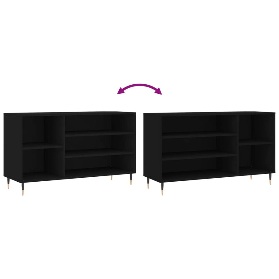 Schoenenkast 02X36X60 Cm Bewerkt Hout Zwart