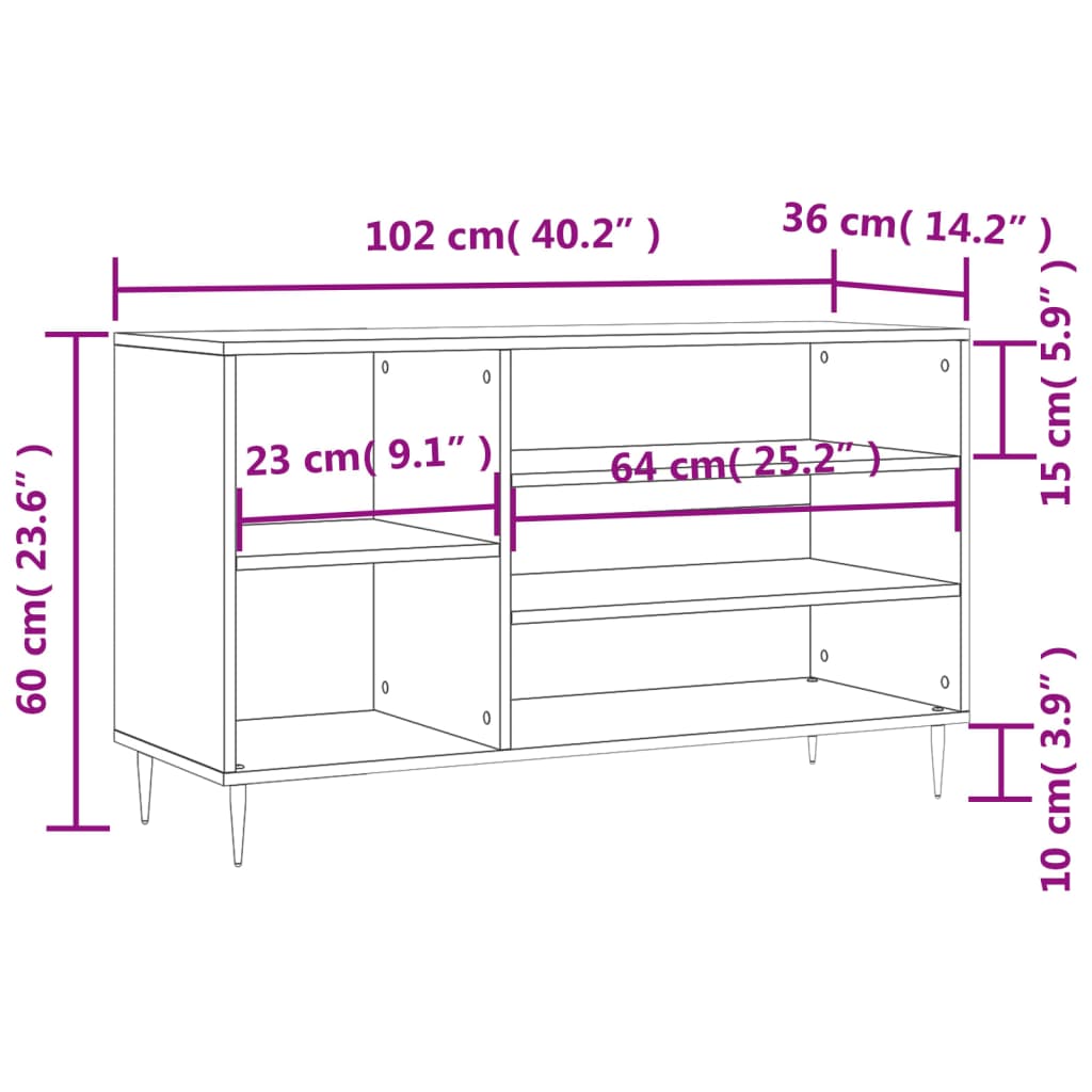Schoenenkast 02X36X60 Cm Bewerkt Hout Zwart