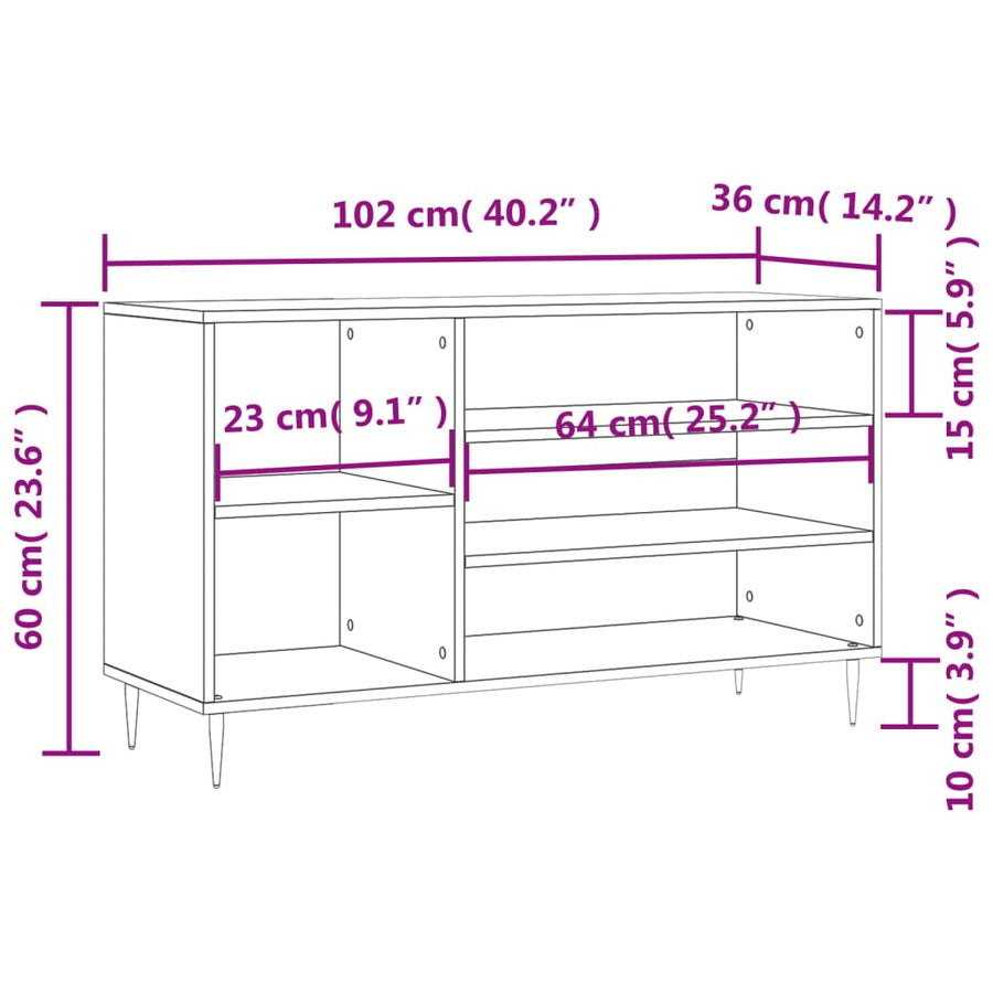 Schoenenkast 02X36X60 Cm Bewerkt Hout Zwart